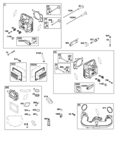 Cylinder Head Group Diagram and Parts List for 44U577-0002-H5 400000 - 699999 Briggs and Stratton Engine